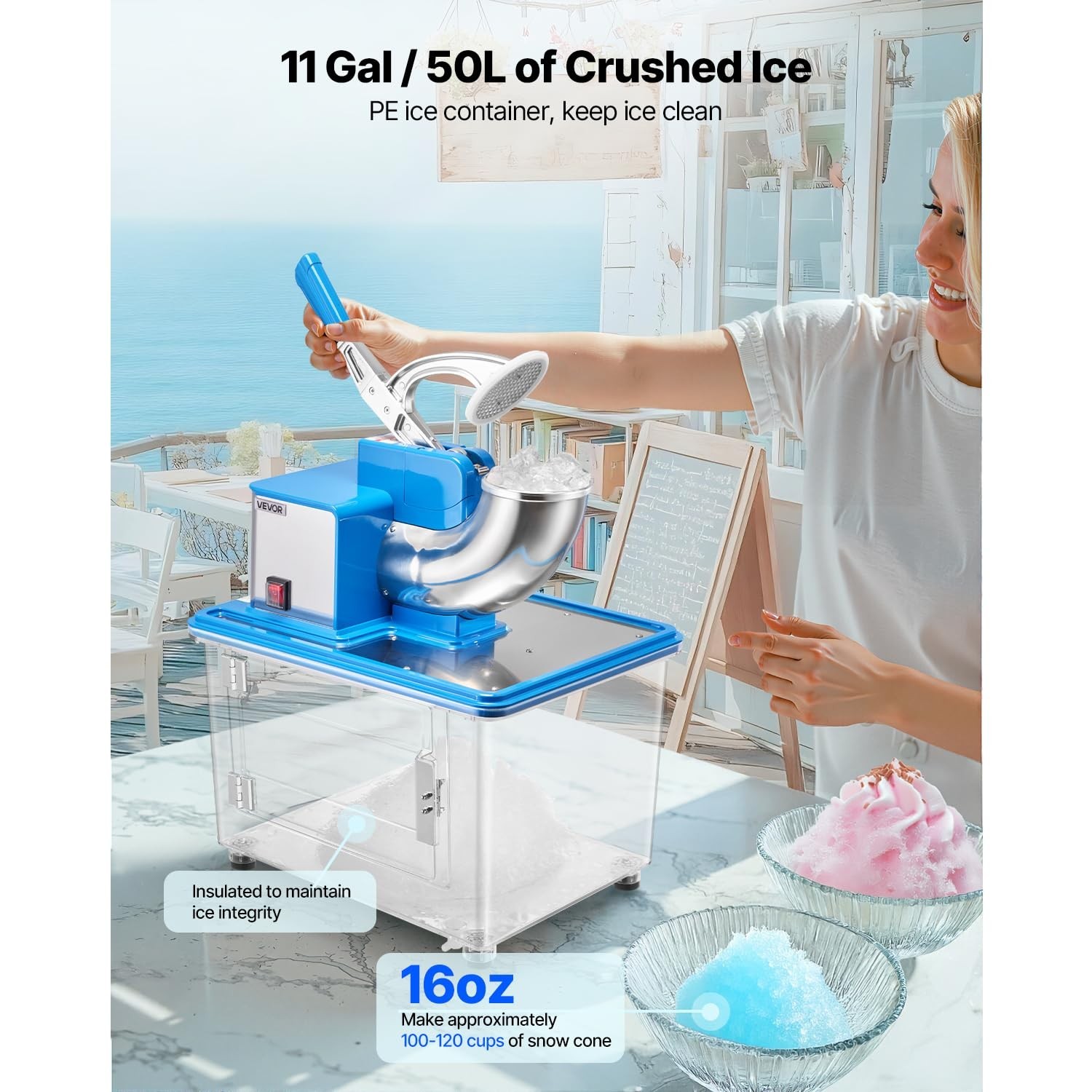 Shaved Ice Machine with Ergonomic Handle – Perfect for Restaurants