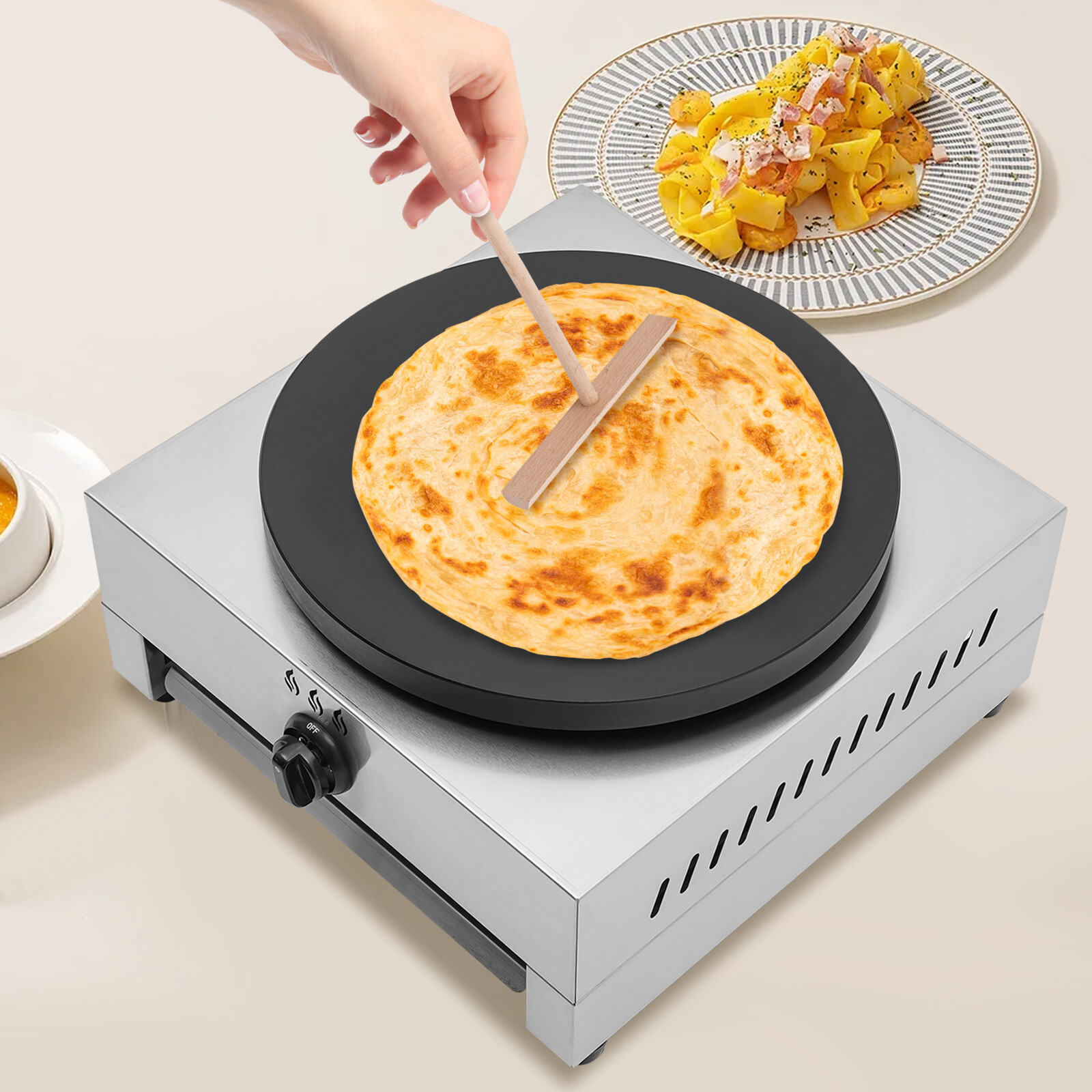 Commercial Crepe Maker Machine, Pancake Big Hotplate, Gas Pancake Cooker