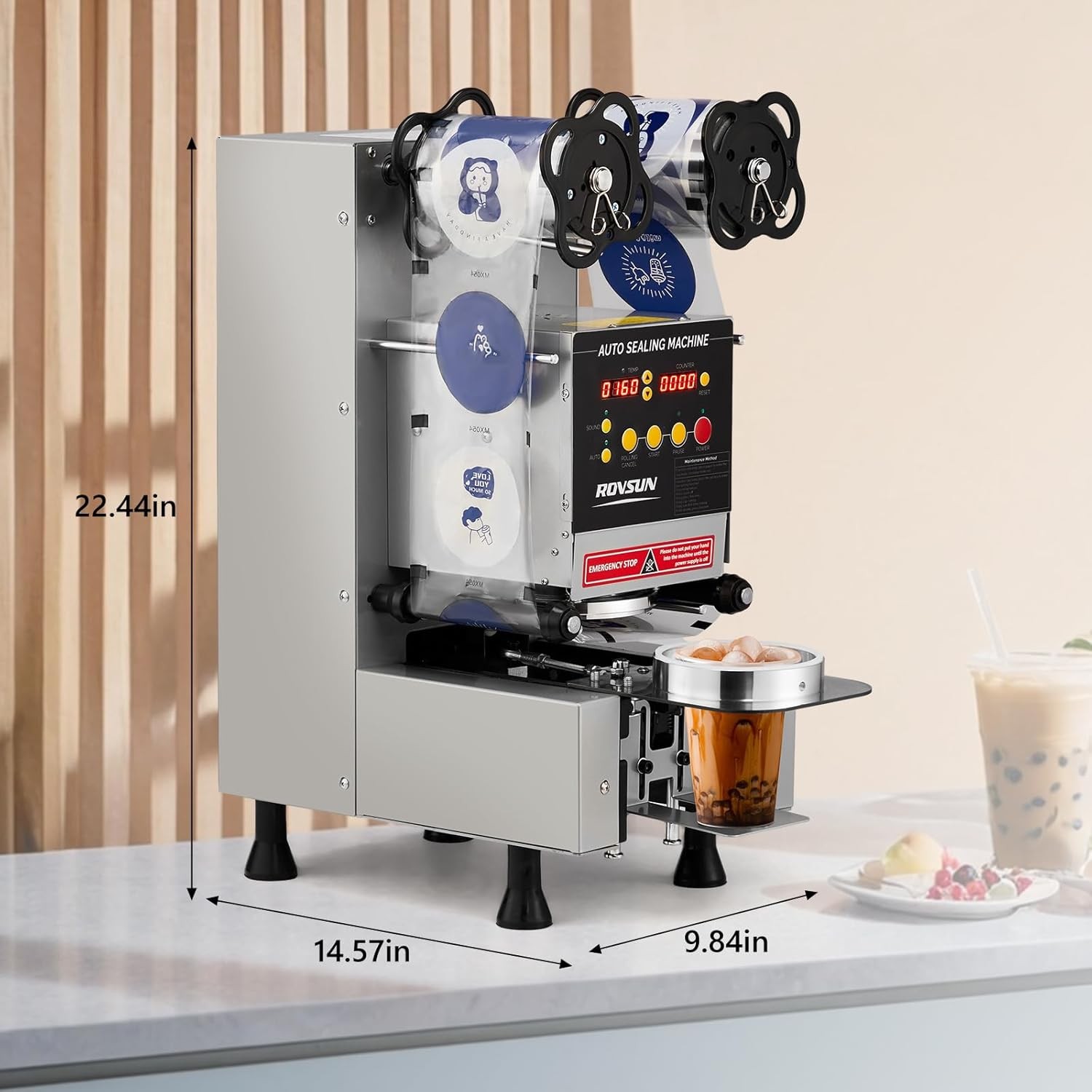 Automatic Electric Sealing Machine Cup Sealer 88/89/90/95 mm Cup 500-600 Cups/H