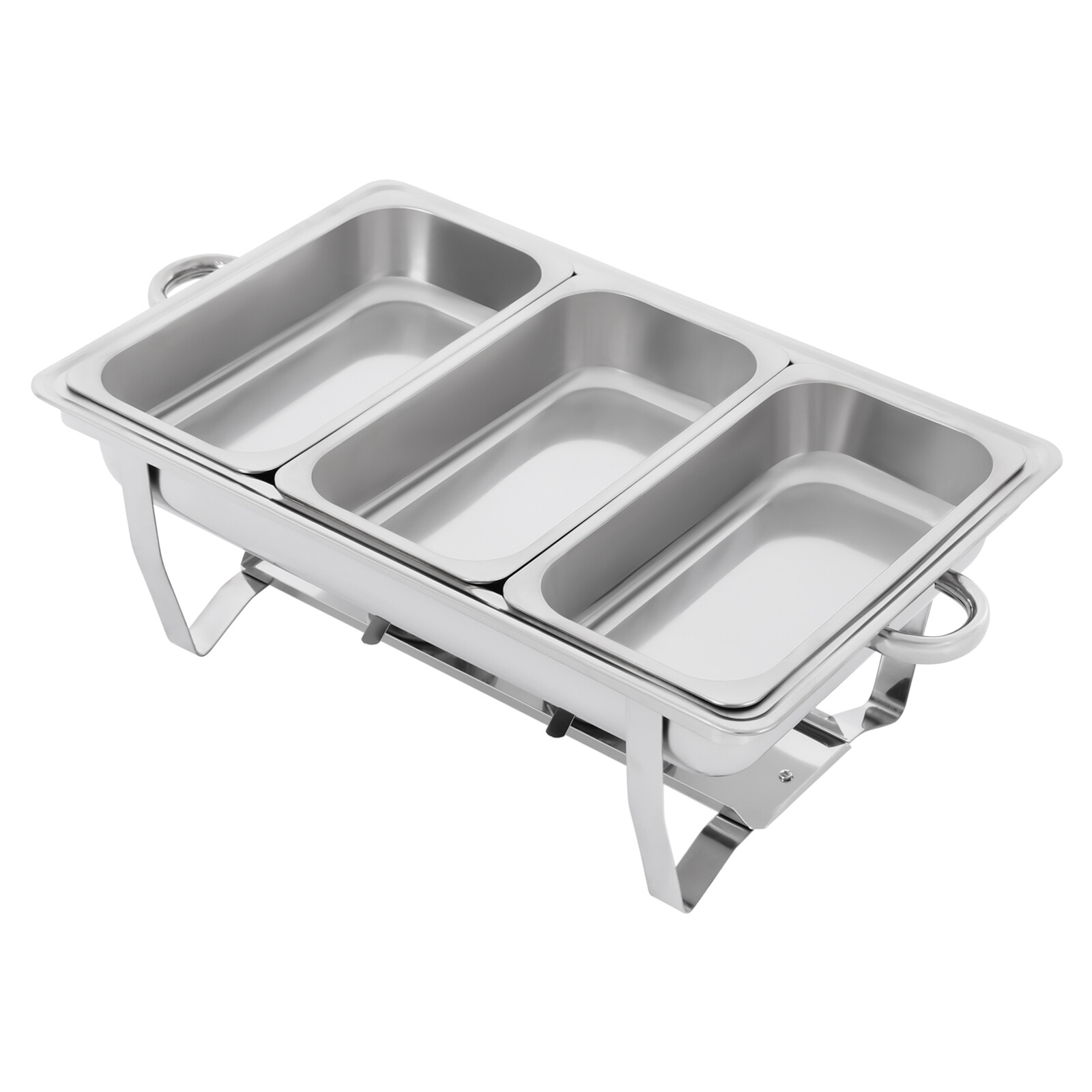 Silver 3 Pan Food Warmer Stainless Steel Buffet Set Food Pan Catering Chafer