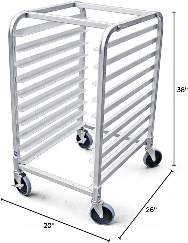 Commercial-Grade Aluminum 10-Tier Sheet Pan/Bun Pan Rack, 26″ L x 20″ W x 38″…