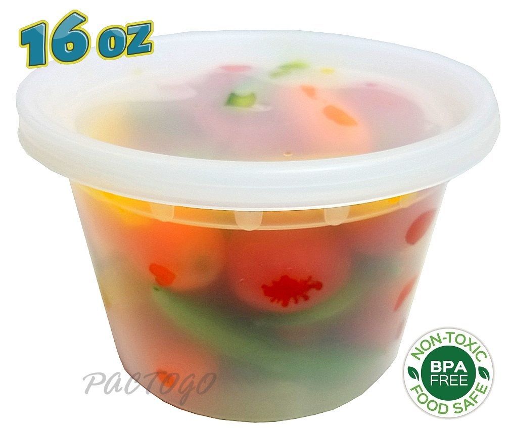 16 oz. Round Plastic Deli Food Soup Freezer Container 12 Pack – 100% BPA Free!