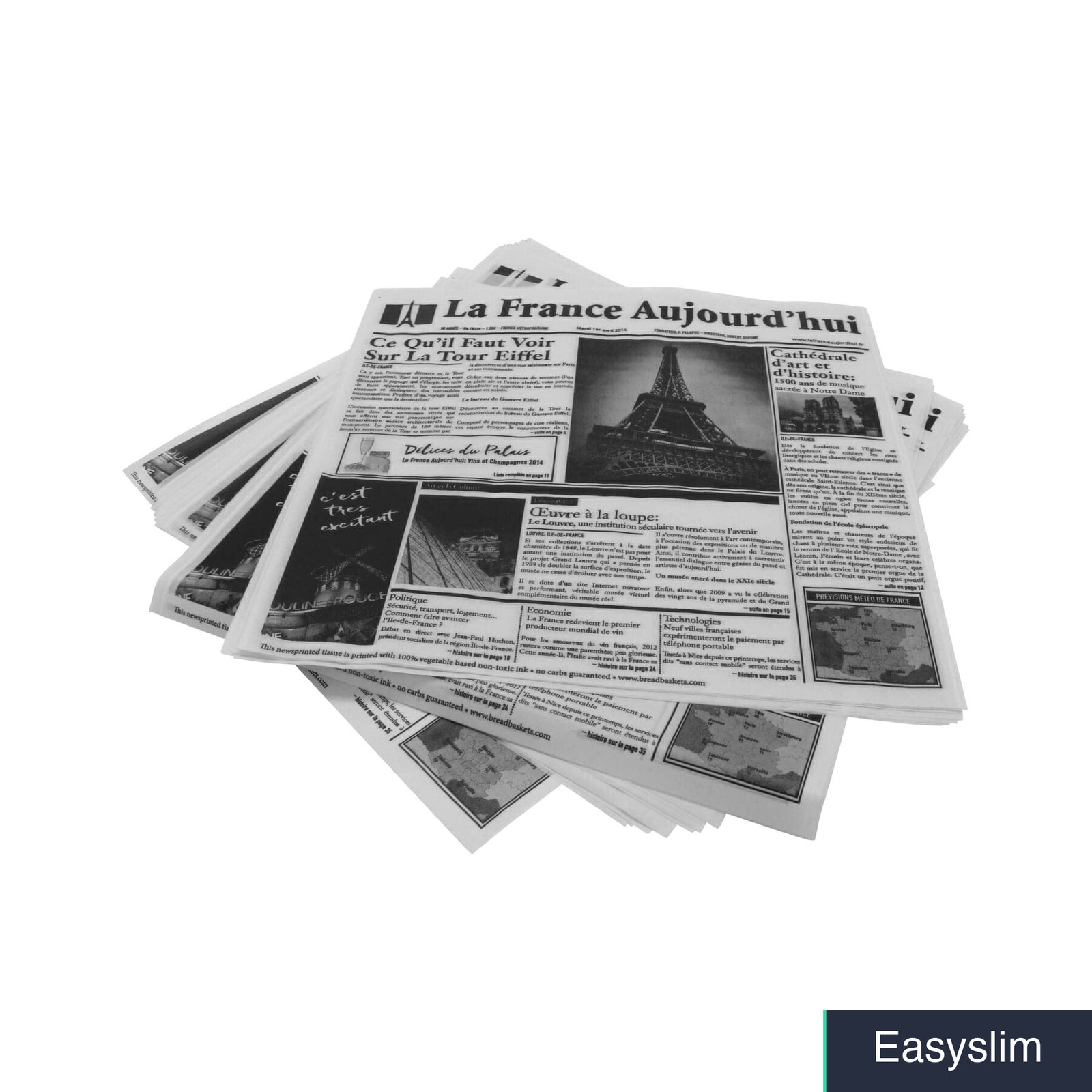 White Food-Safe Paper Liners, 12×12, French Newsprint, 1000 Sheets