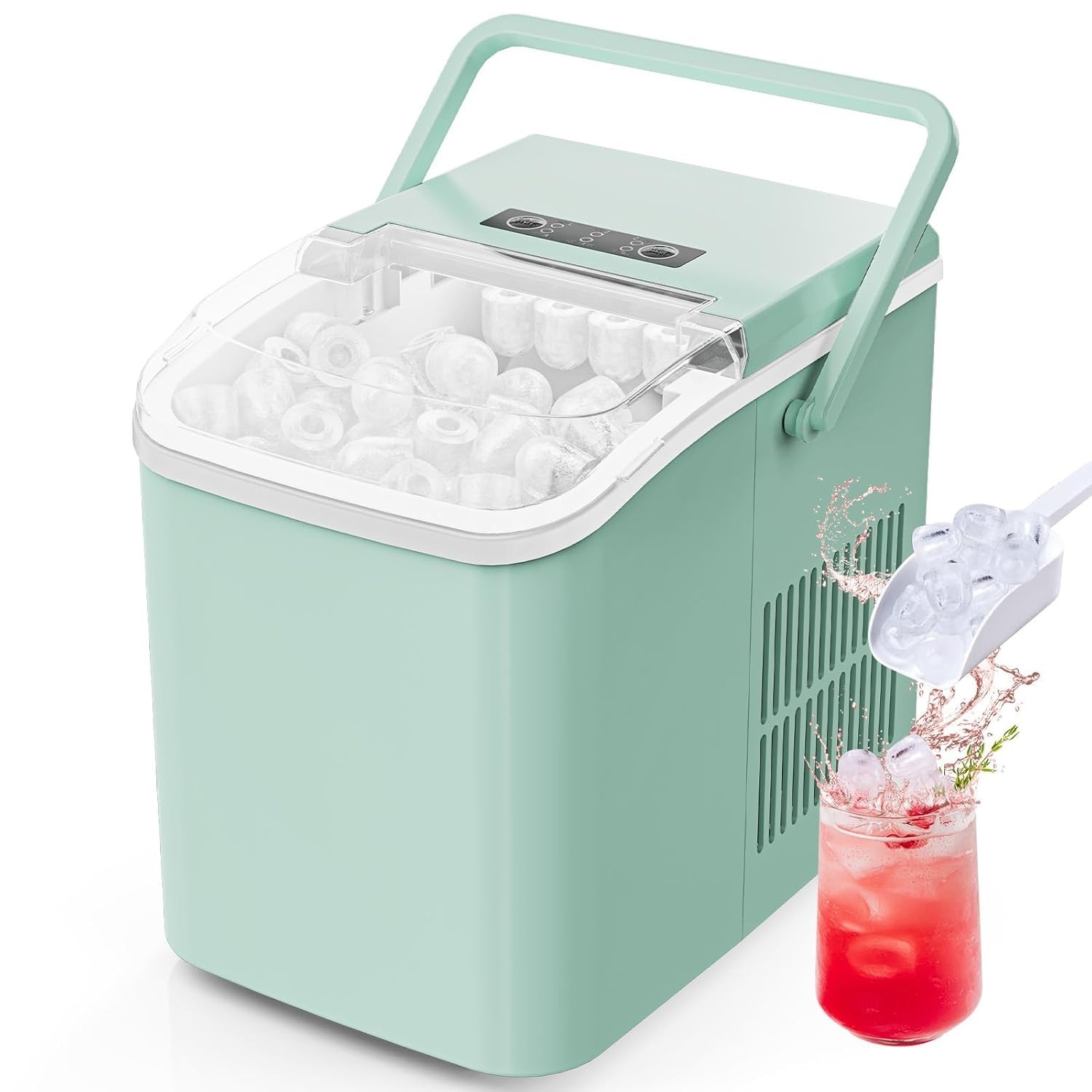 Portable Countertop Ice Maker 26.5LB/Day Self Cleaning Ice Machine Green
