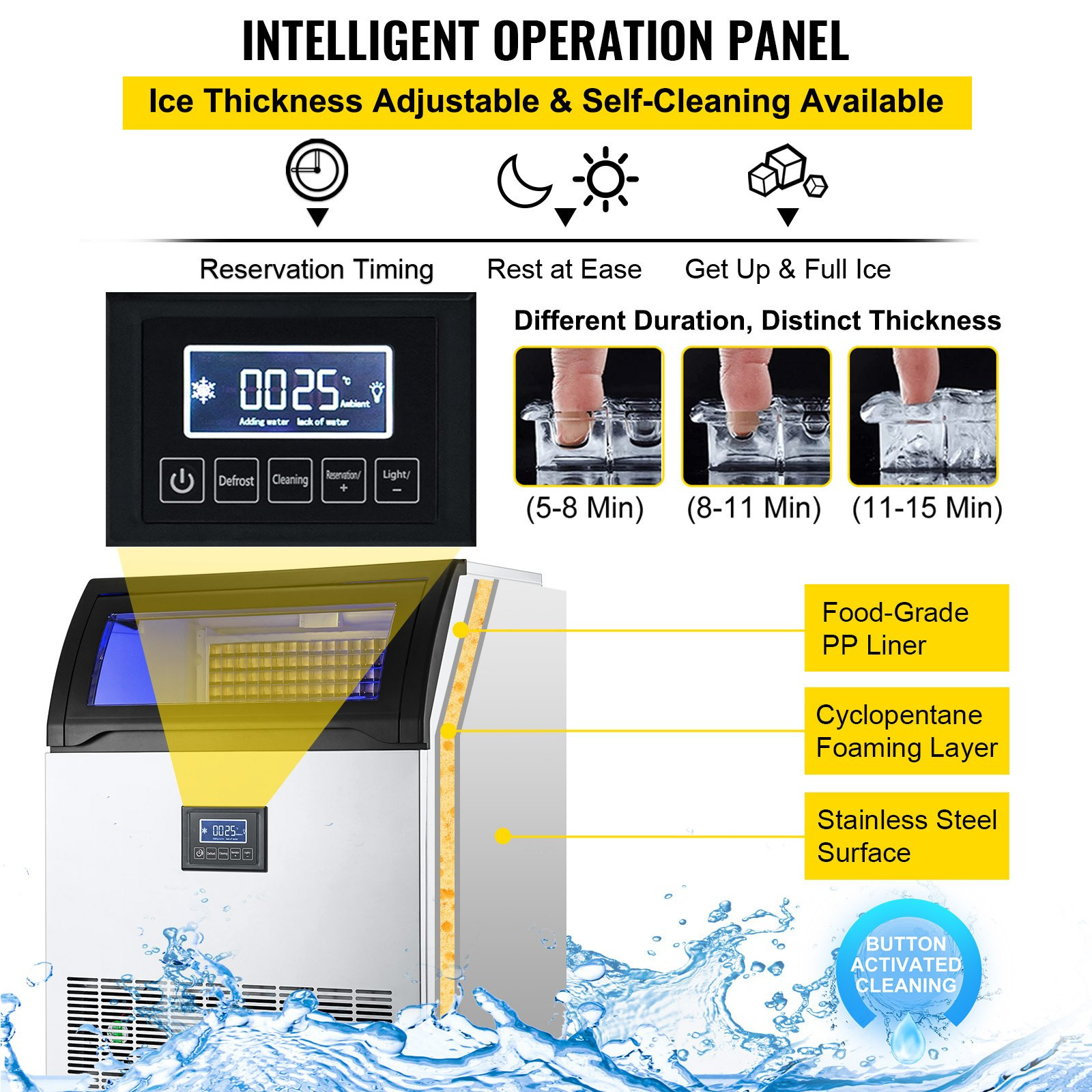 200LBS / 24H Premium Quality Ice Maker Cube Type Ice Machine
