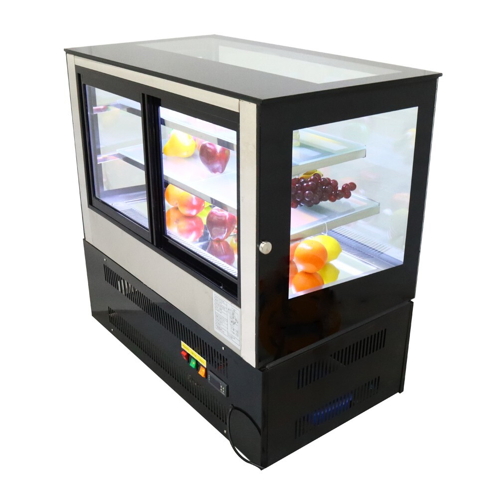 220V Electric Countertop Right-Angle Cake Visual Showcase Automatic Defrost 300W