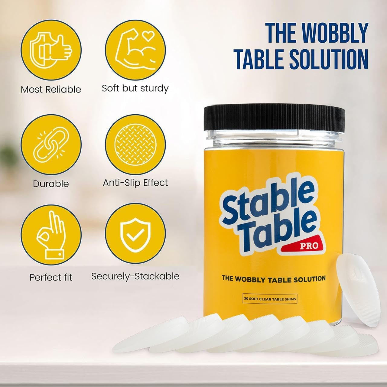 Stable Table – Clear Restaurant Table Leg 30 Shim Wedges Premium Furniture Level