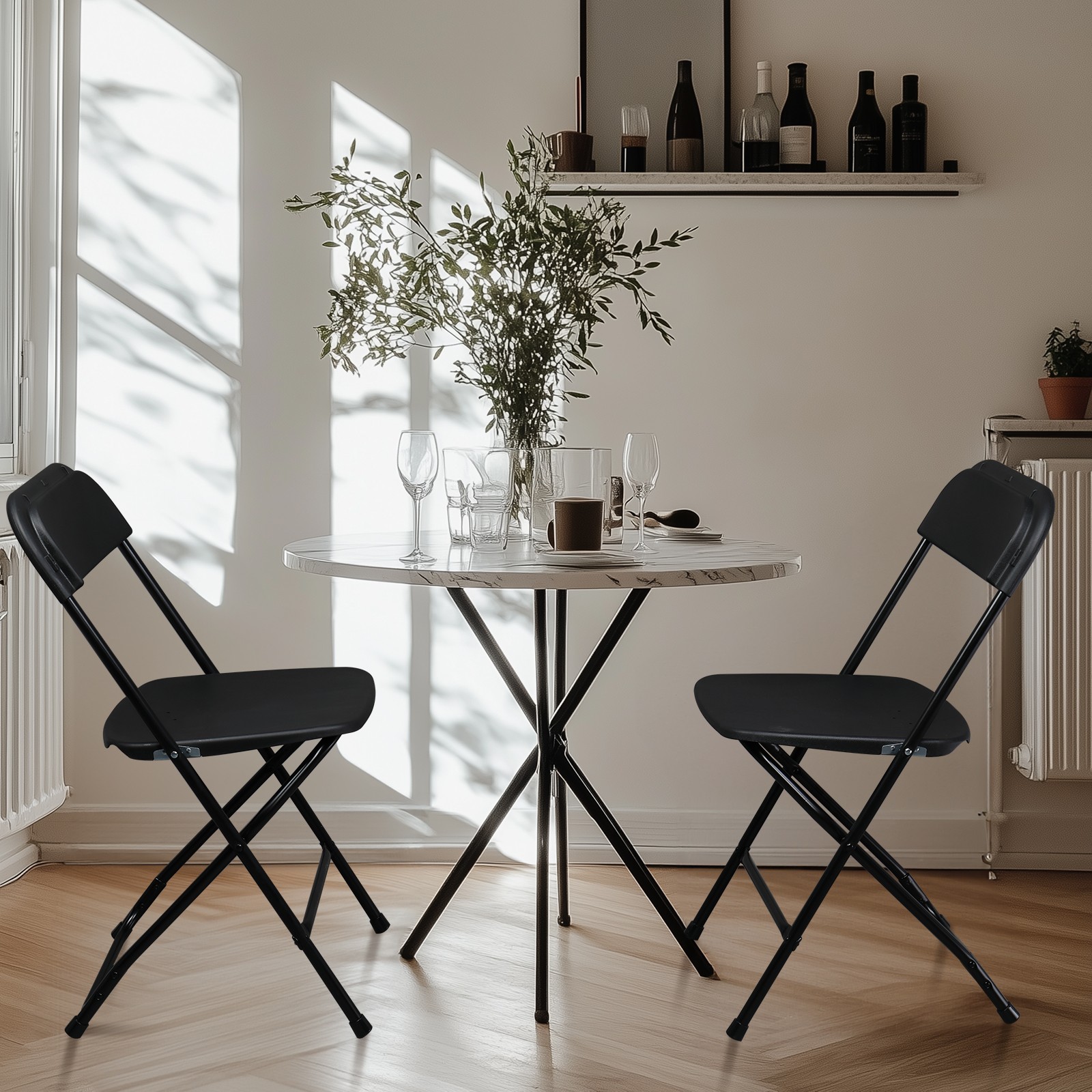 10 Pack Plastic Commercial Folding Chairs Stackable Picnic Party Black Home