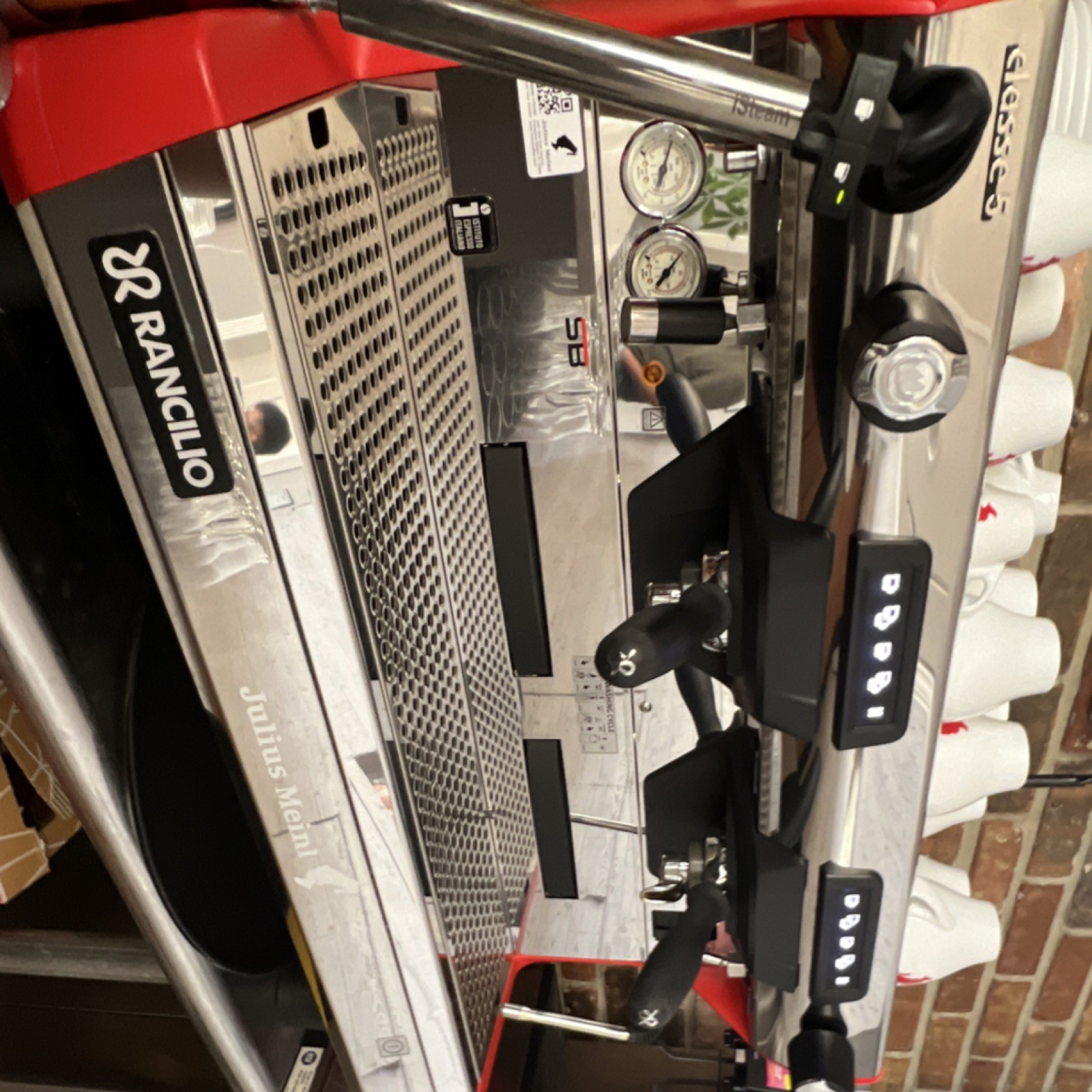 Rancilio Classe 5 Commercial Espresso Machine Red Silver Steam Wand Hot Water F…