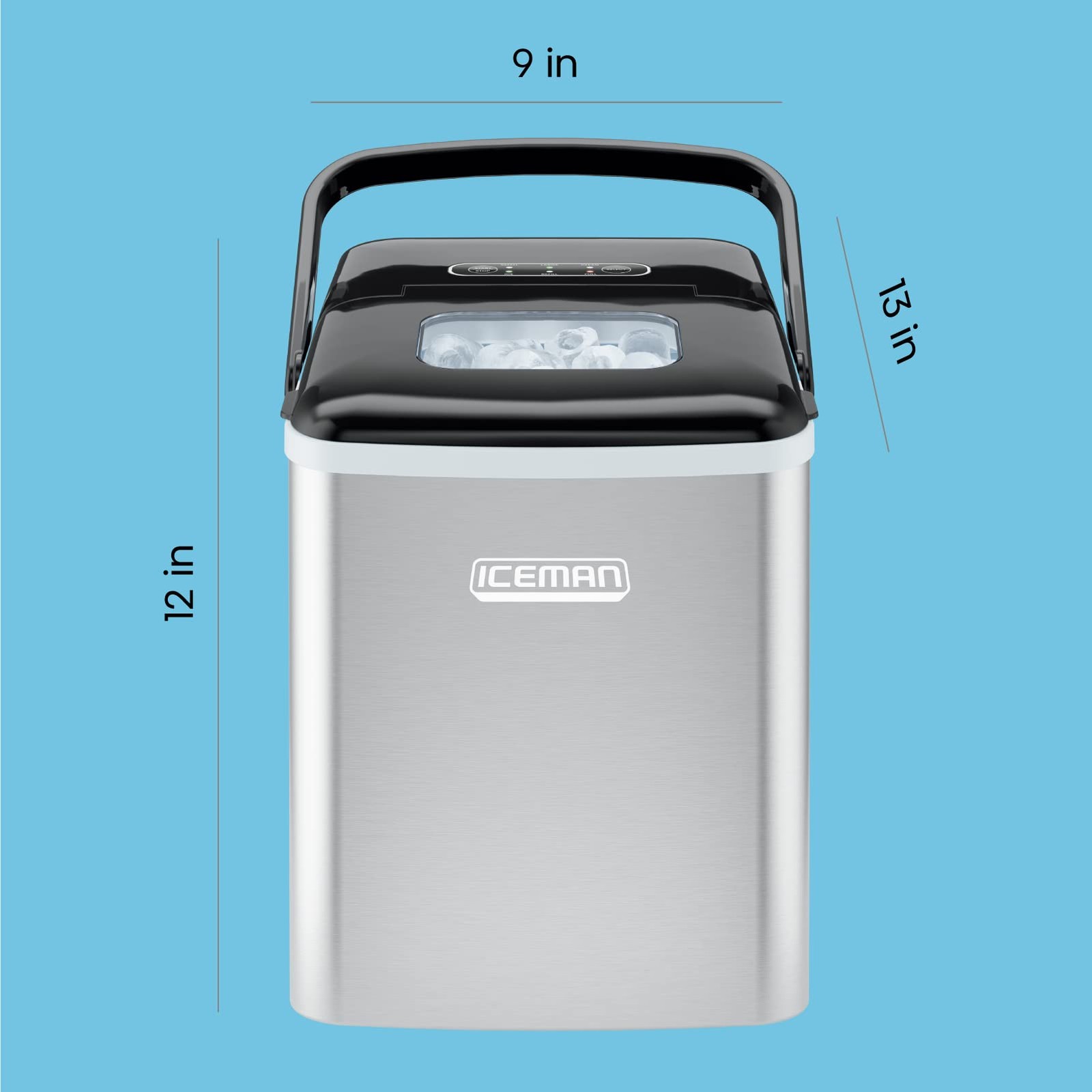 Iceman Dual-Size Countertop Ice Maker Machine, Small – Bullet Ice,