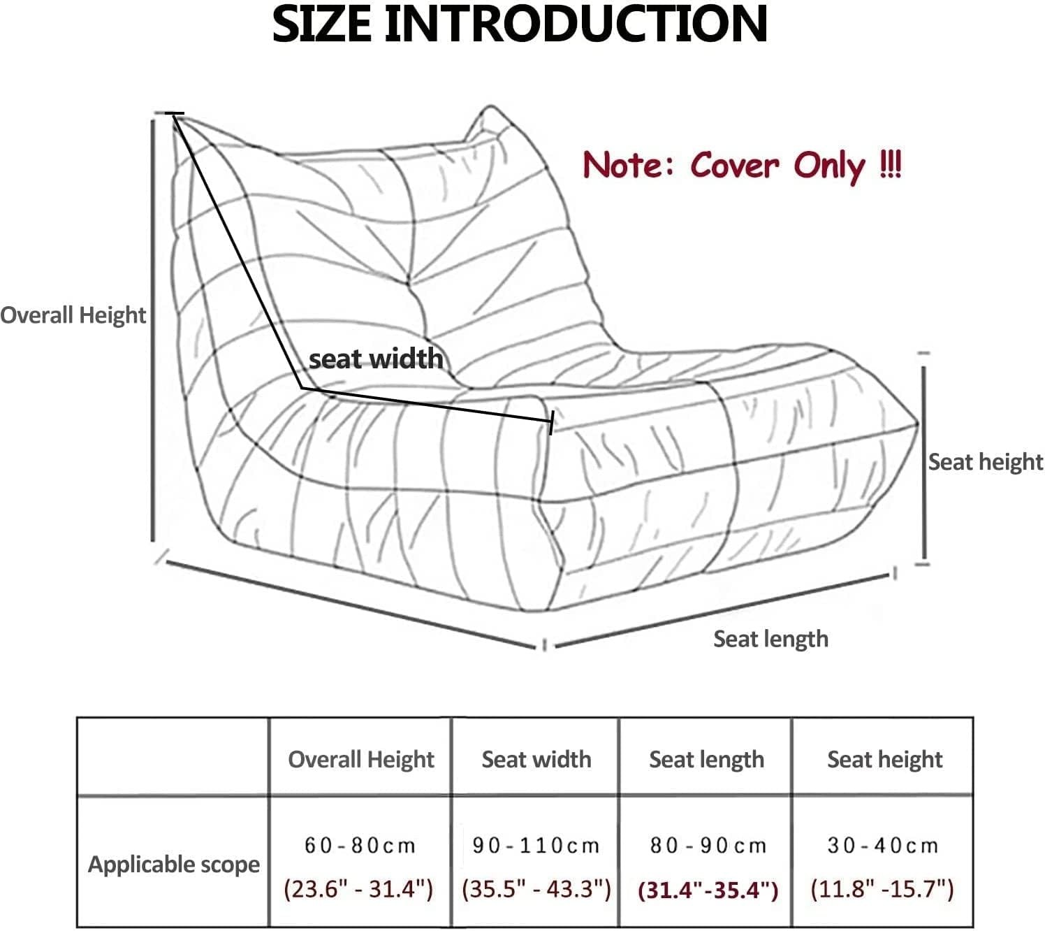 Fireside Chair Cover,Stretch Armless Lounge Chaise Slipcover Lazy Floor Sofa