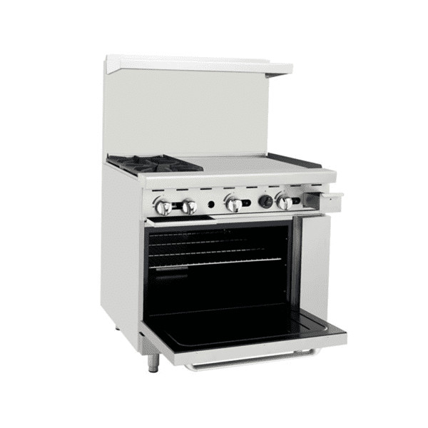 Atosa AGR-2B24GR-NG 36″ Range 2 BURNERS 24″ GRIDDLE OVEN NAT GAS