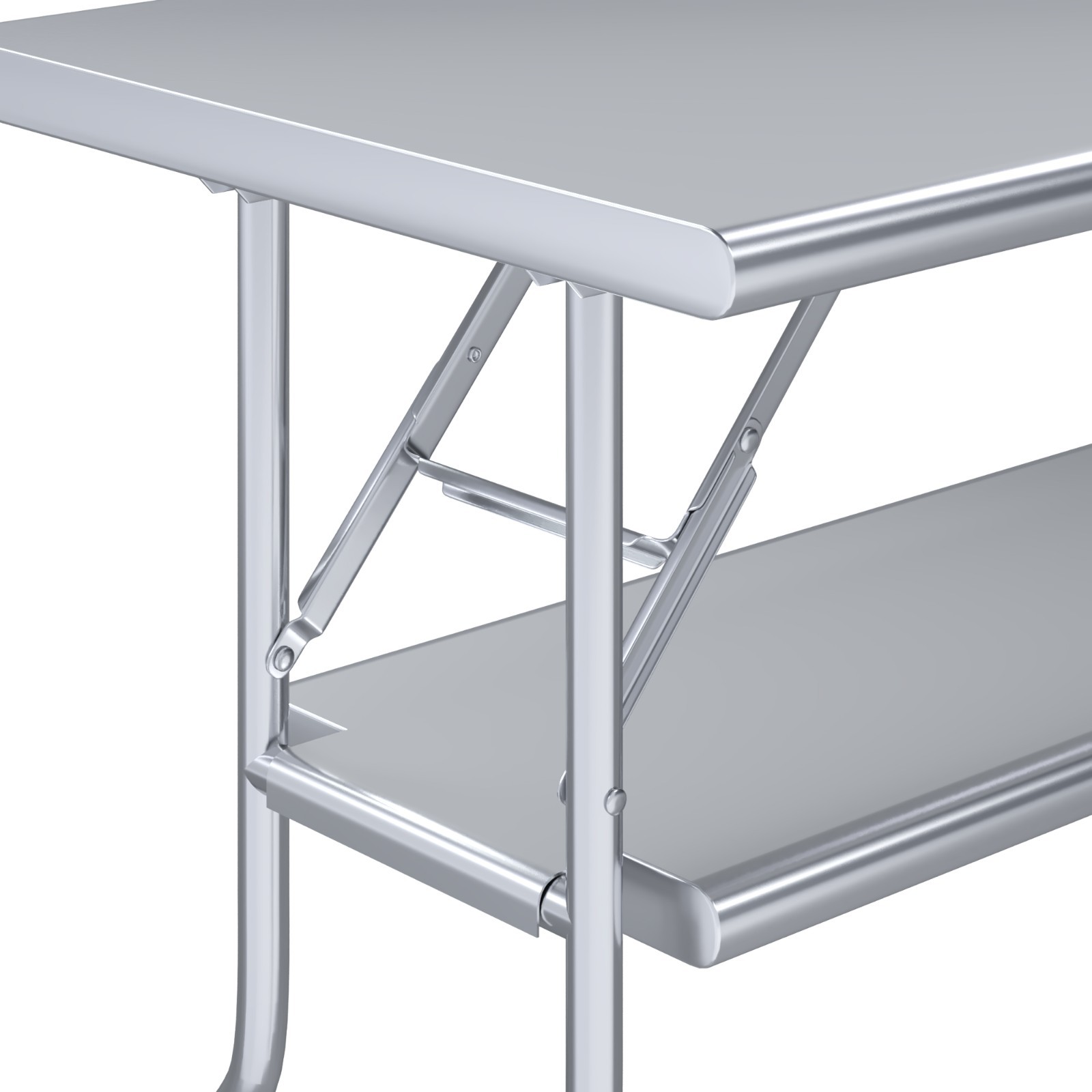 24 in. x 60 in. Folding Stainless Steel Work Table with Removable Undershelf