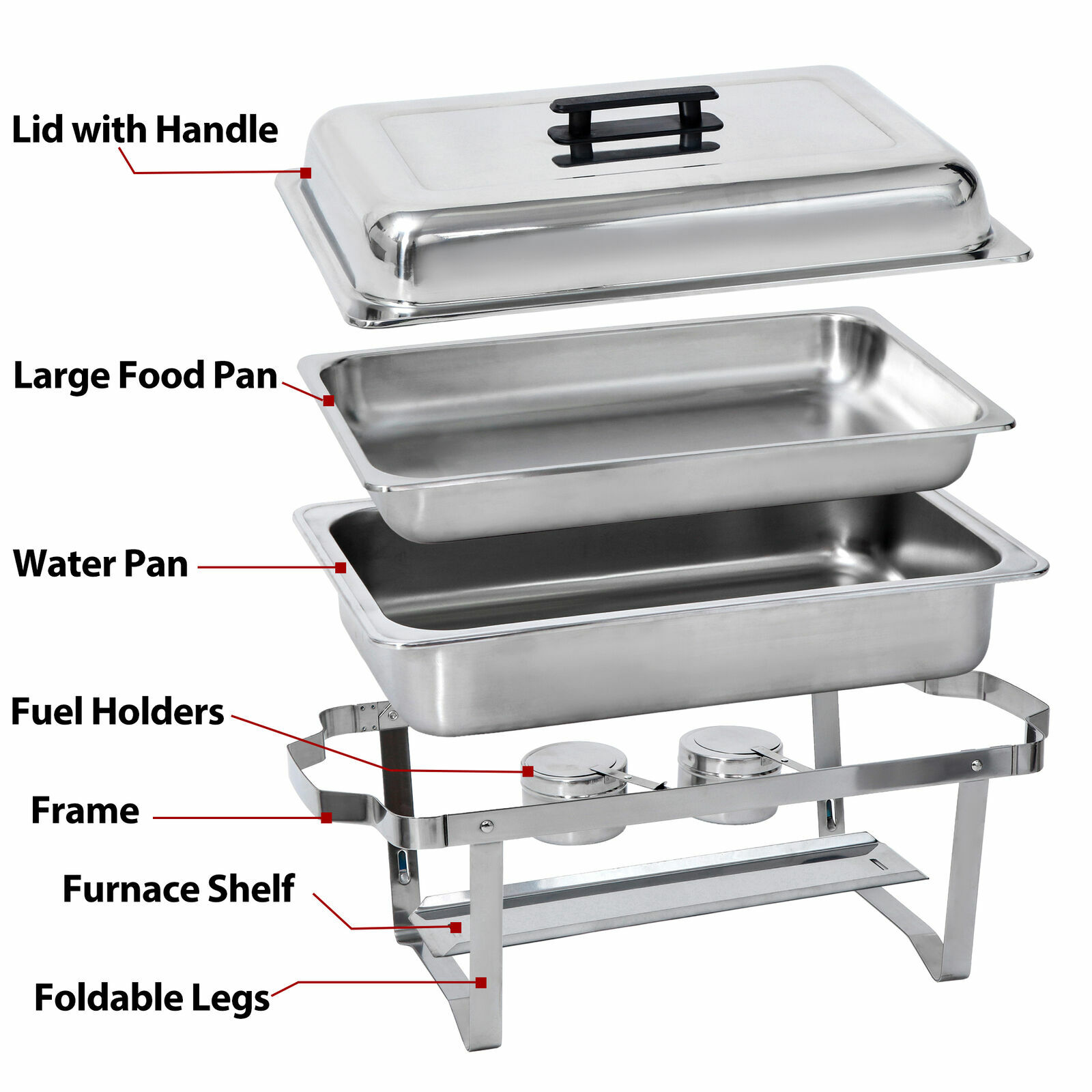 2PCS 8 QT Stainless Steel Chafing Dish Set Food Warmer Restaurant Buffet