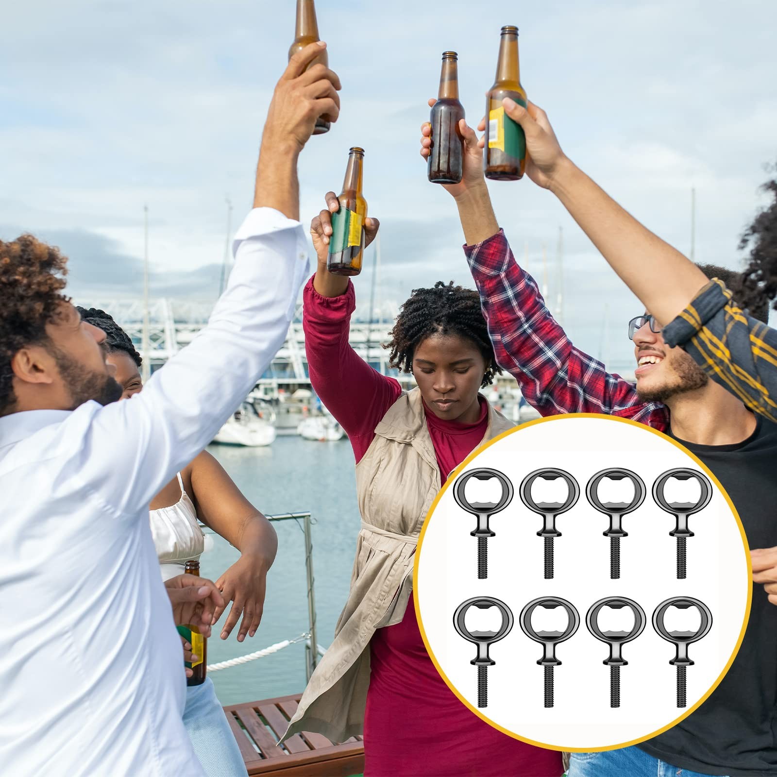 Metal Bottle Opener Kits 8 Pack Blank Stainless Steel Bottle Opener Insert Kits