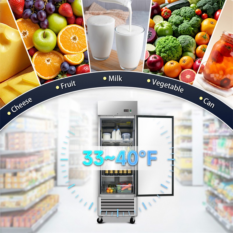 27″ Commercial Refrigerator 23 Cu.ft with 1 Solid Door Reach-In Refrigerators