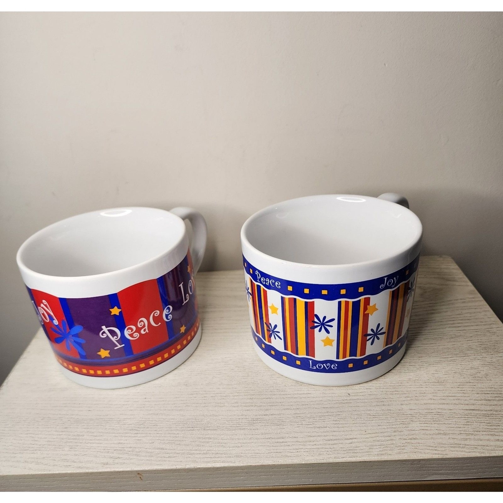 Extra Large 30oz Peace Love Mugs Cups Unbranded Set Of 2