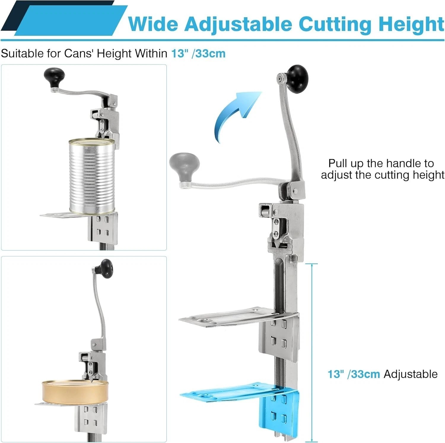 Commercial Can Opener 19″ Heavy Duty Table Mount Manual Steel Professional