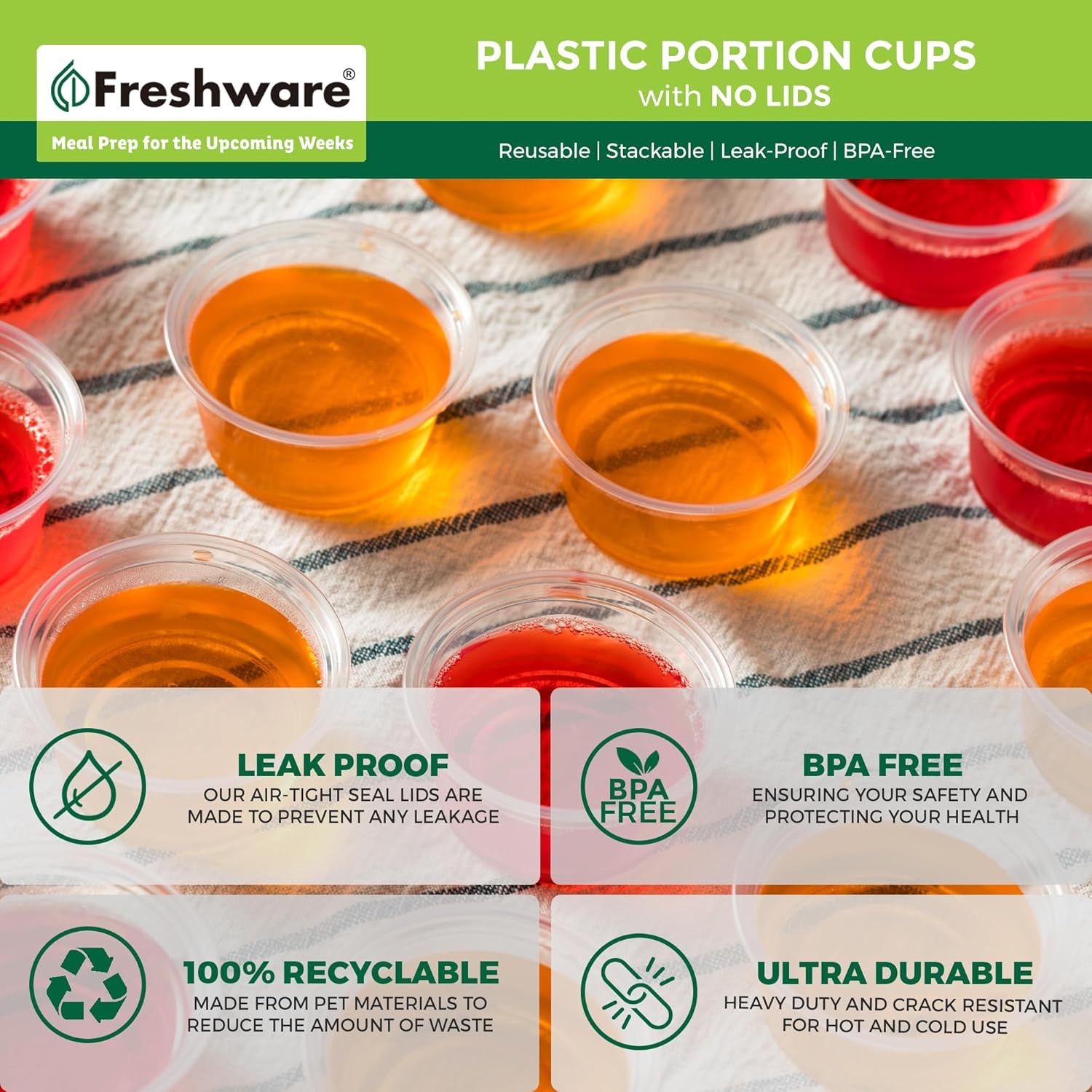 Plastic Portion Cups (No Lids) [1 Ounce, 250 Cup] Disposable Plastic Cups for