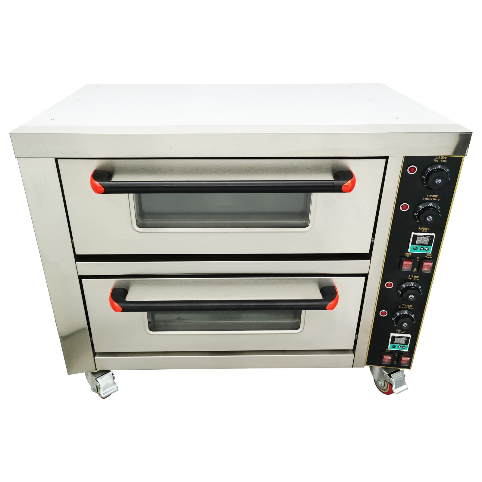 220V 2-layer 23.2″ Commercial Pizza Oven 8.7HP 68℉-572℉ 0-99min Timer