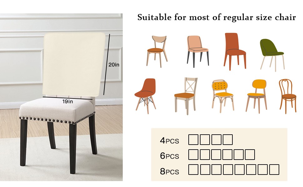 Cream Beige Chair Back Covers for Dining Room, Farmhouse Solid Cream Color Linen