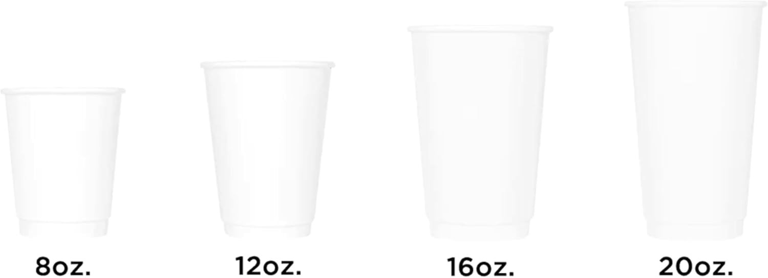 Karat 8oz Insulated Paper Hot Cups (NO LIDS) – White (80mm) – 500 ct, C-KIC508W