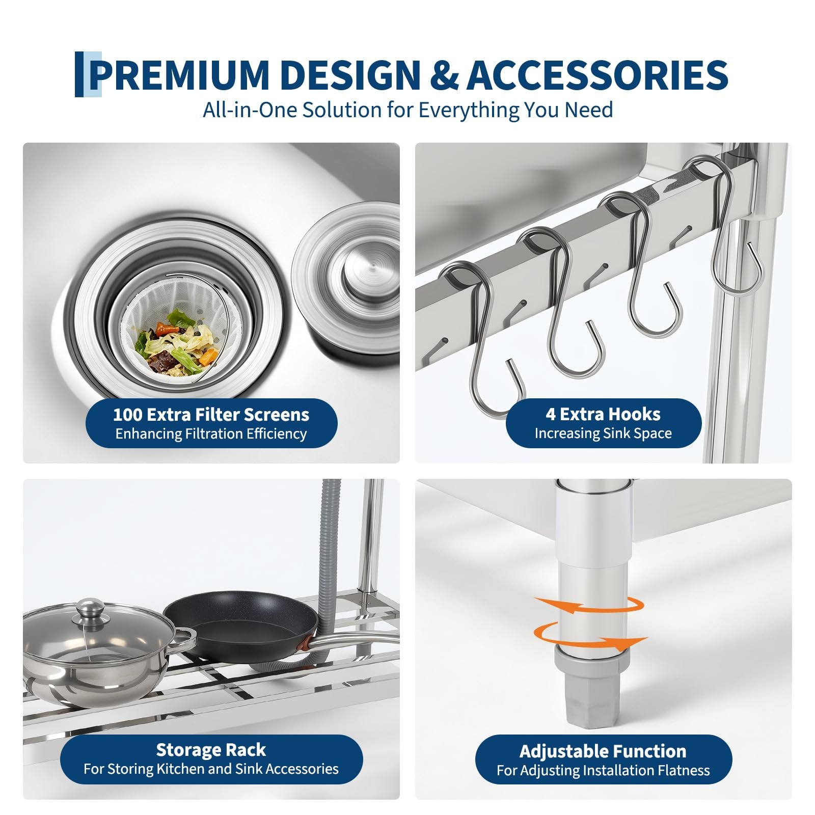39»x20»x37» Stainless Steel Utility Sink Freestanding Single Bowl with Faucet