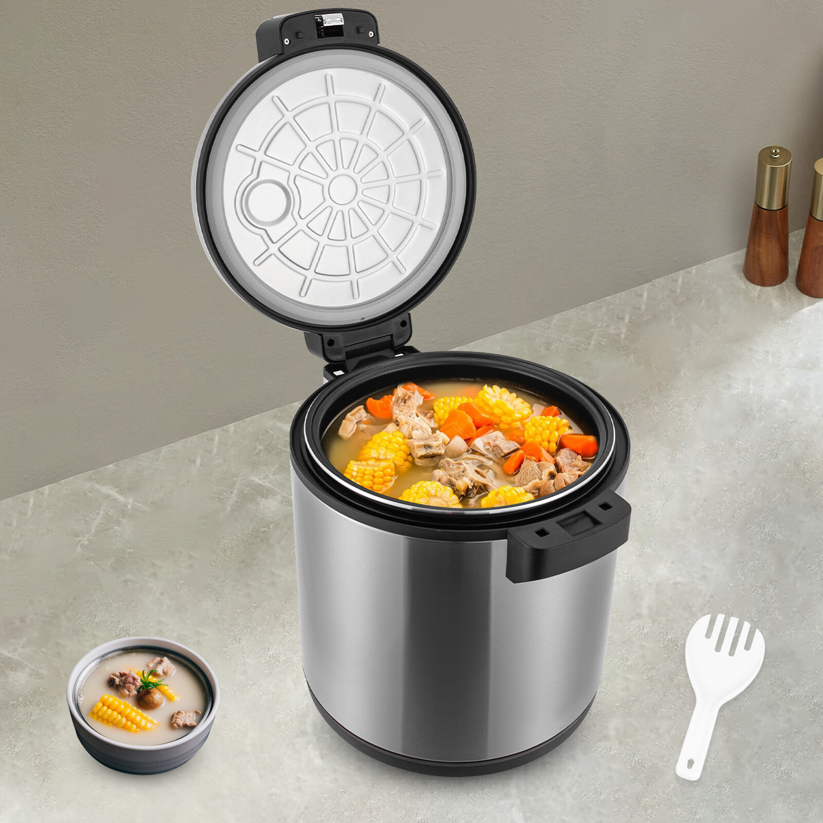 110W Electric Rice Warmer Heavy Duty Rice Warmer Food Warmer with Rice Spoon