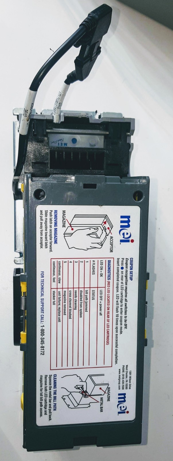MEI MARS CPI VN 2712 U5 MDB 24V $1,$5,$10 & $20 Bill Validator