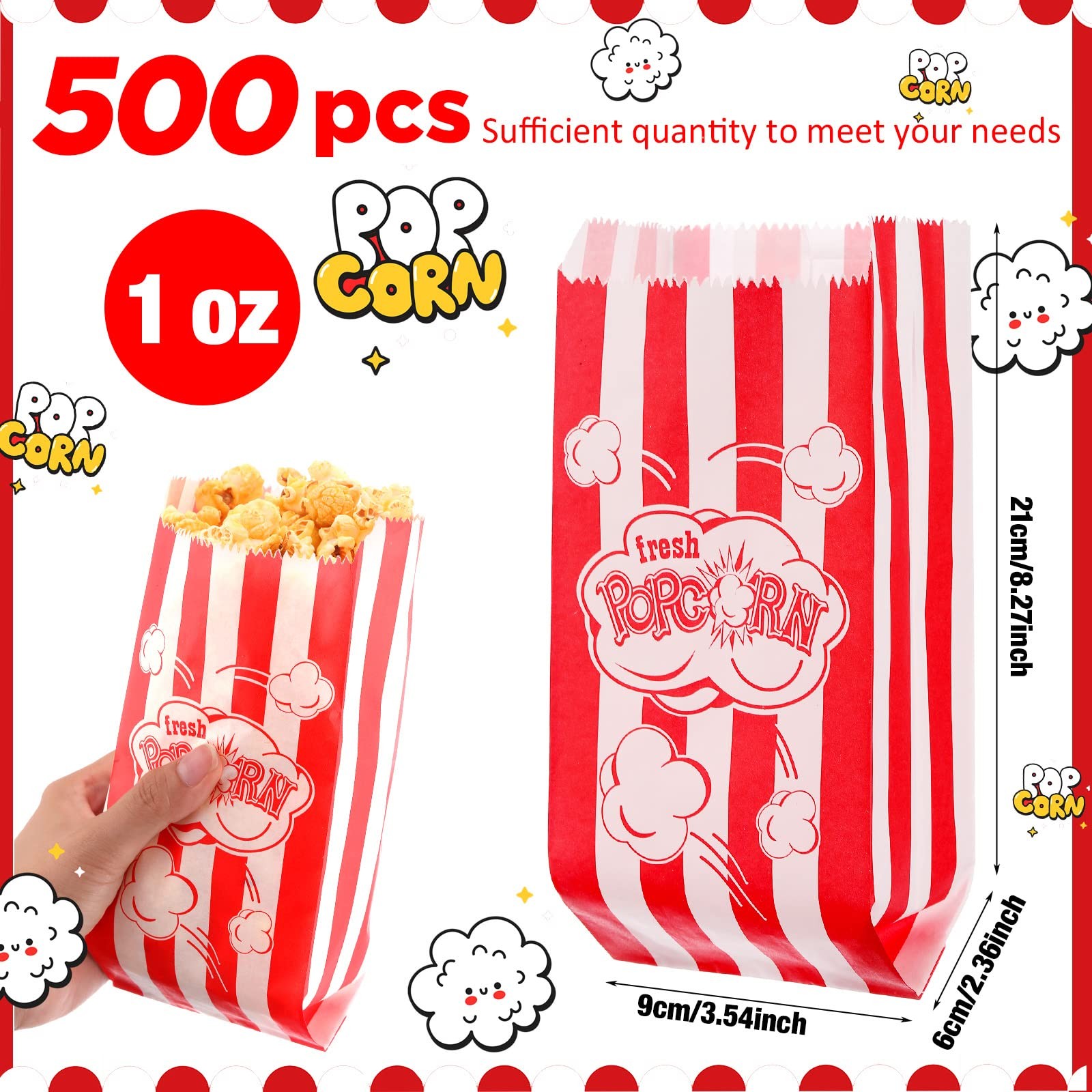Potchen 502 Pieces Popcorn Machine [‘red’, ‘white’, ‘silver’, ‘plastic’]