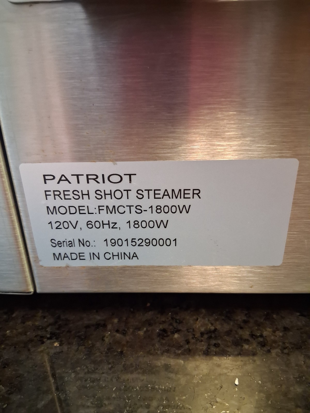 Patriot Fresh Shot Commercial Countertop Steamer Half-Pan Size 1800W FMCTS-1800W