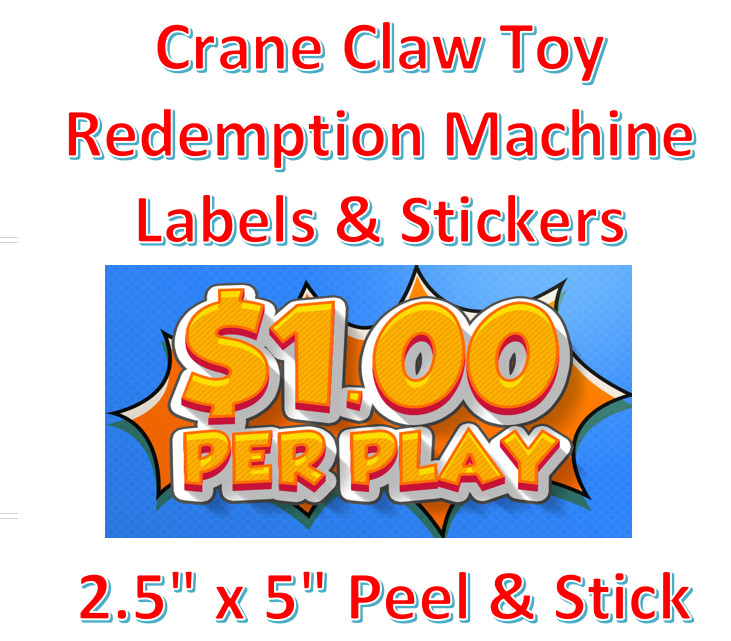 Crane Claw candy vending machine Labels Sticker Decal Price CARTOON