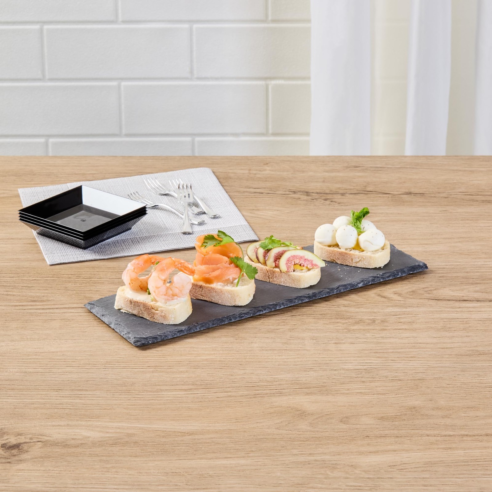 Restaurantware Rectangle Slate Platter 1 Count 11.8 X 3.9 Inch