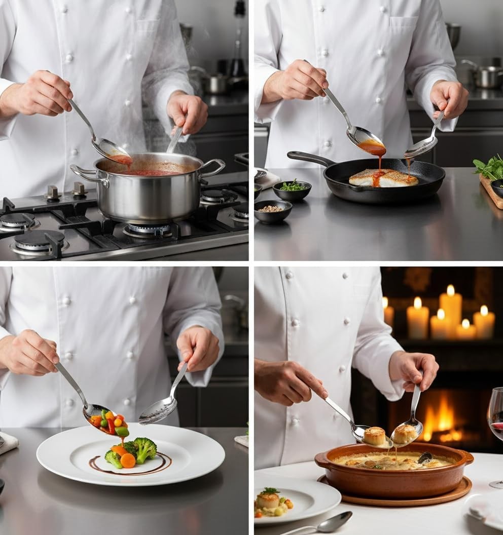 Kunz Perforated and Regular Set | Pa of 2 | 9 Inch 18/10 Stainl Steel