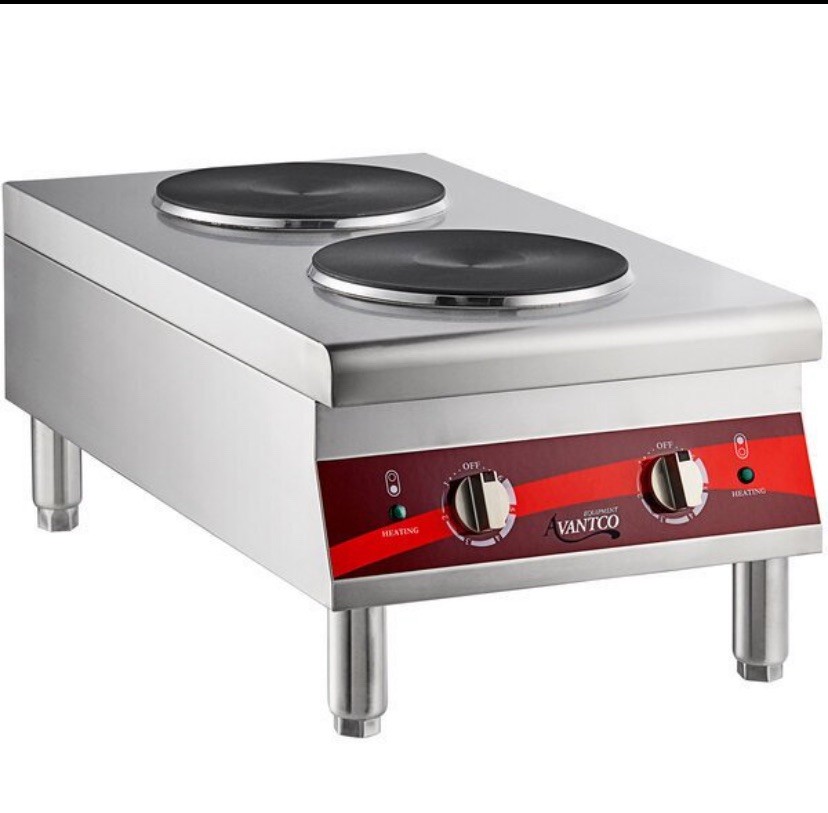Avantco Dual Solid French-Style Burner Countertop Electric Range – 208/240V