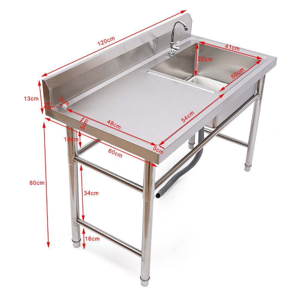 2 Compartment Commercial Sink Stainless Steel Kitchen Utility Sink w/ Prep Table