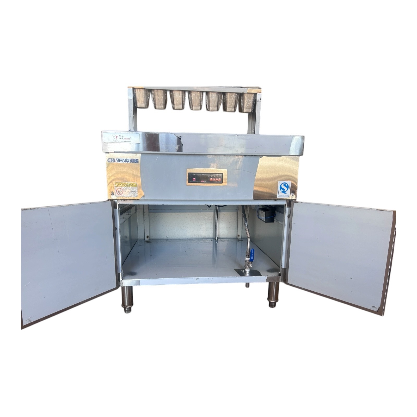 Chineng Commercial Induction 4 Bin Soup Warmer Cooker Prep Station 7 Bin Spice