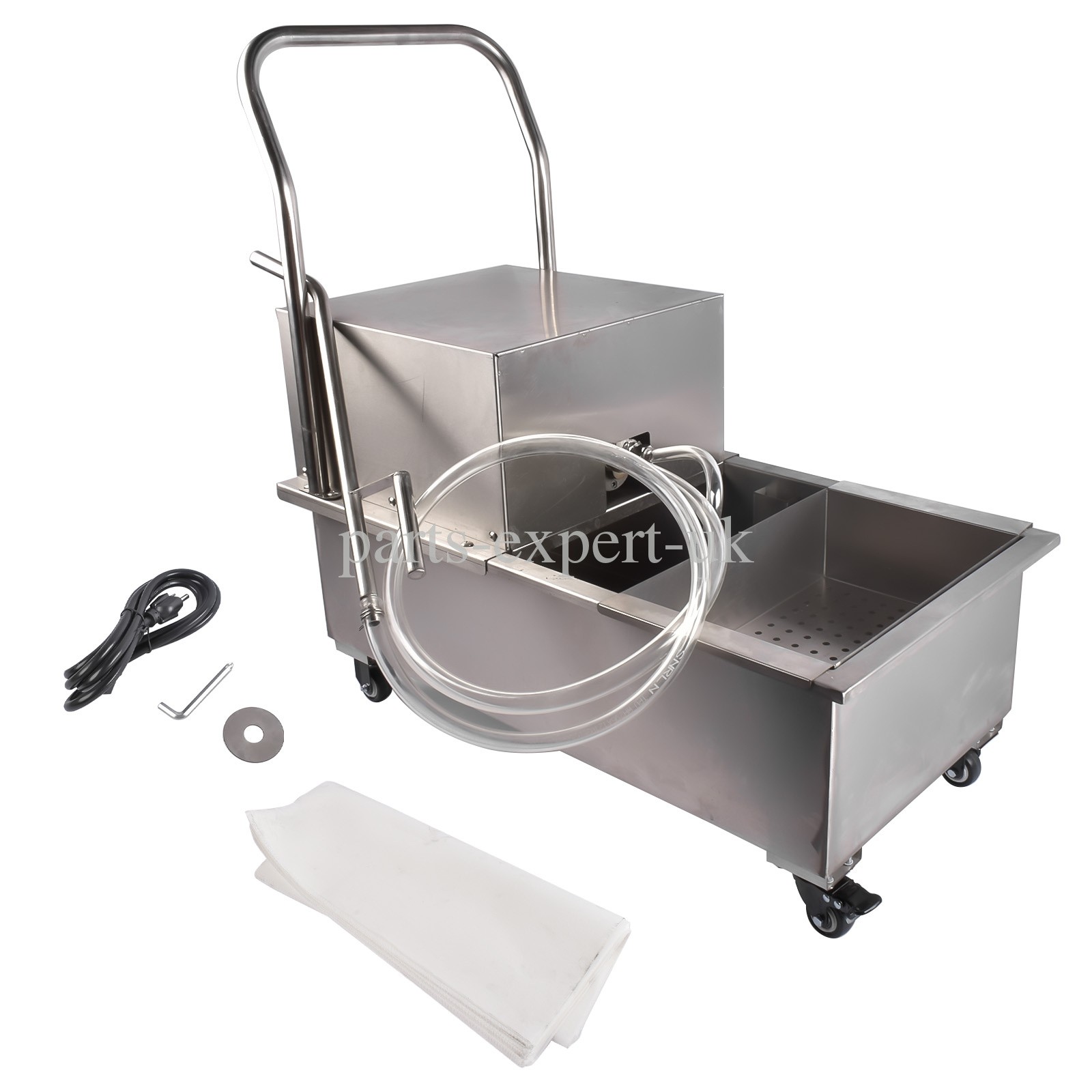 110V 370W Fryer Oil Filter Cart Machine Commercial Cooking Oil Filtration System