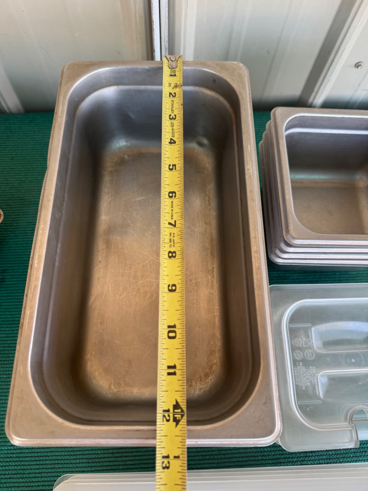Lot of 11 Stainless Steel 4 inch Deep Steam Table Pans with Lids