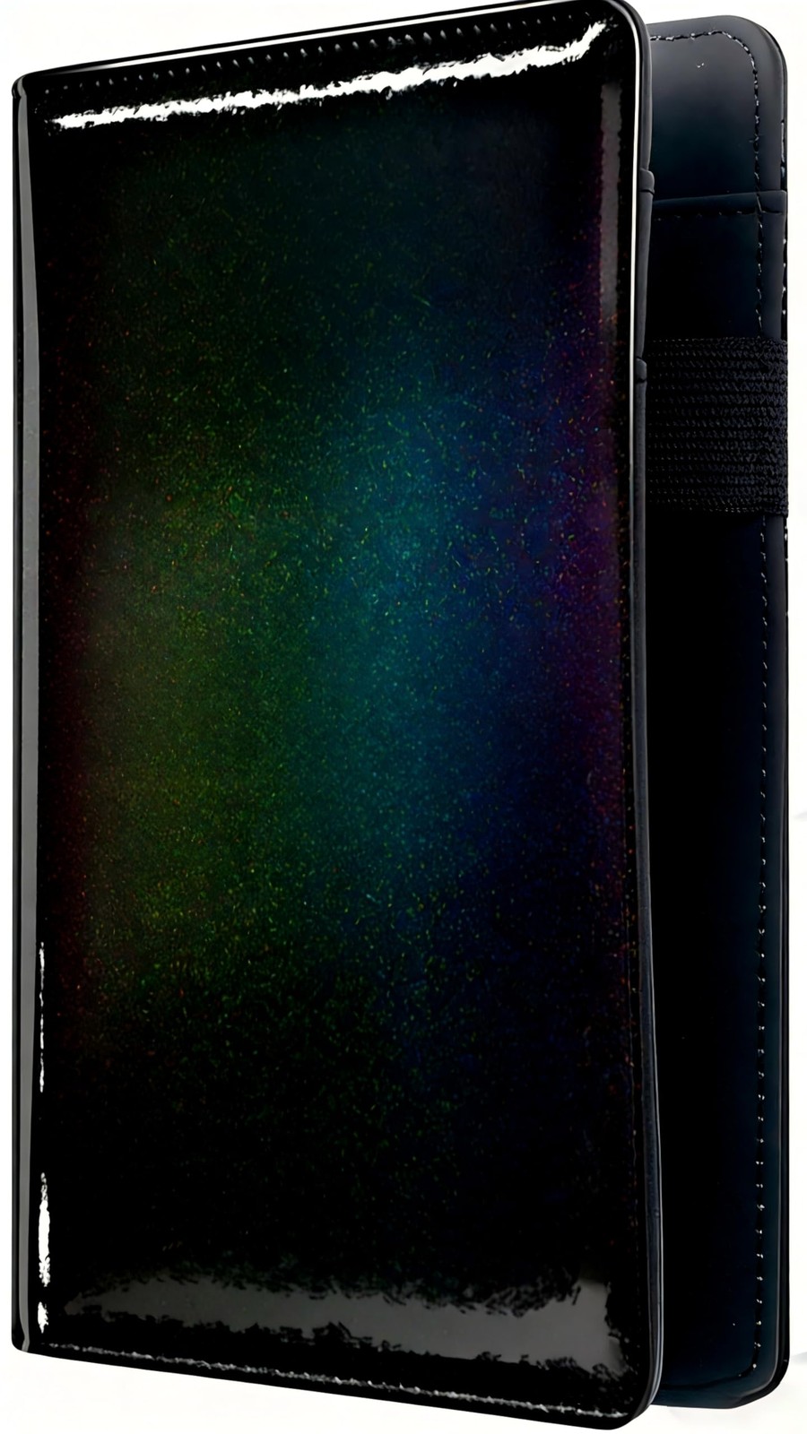 Server Book with 2 Zipper Pockets, Leather Standard Version, Glitter Black