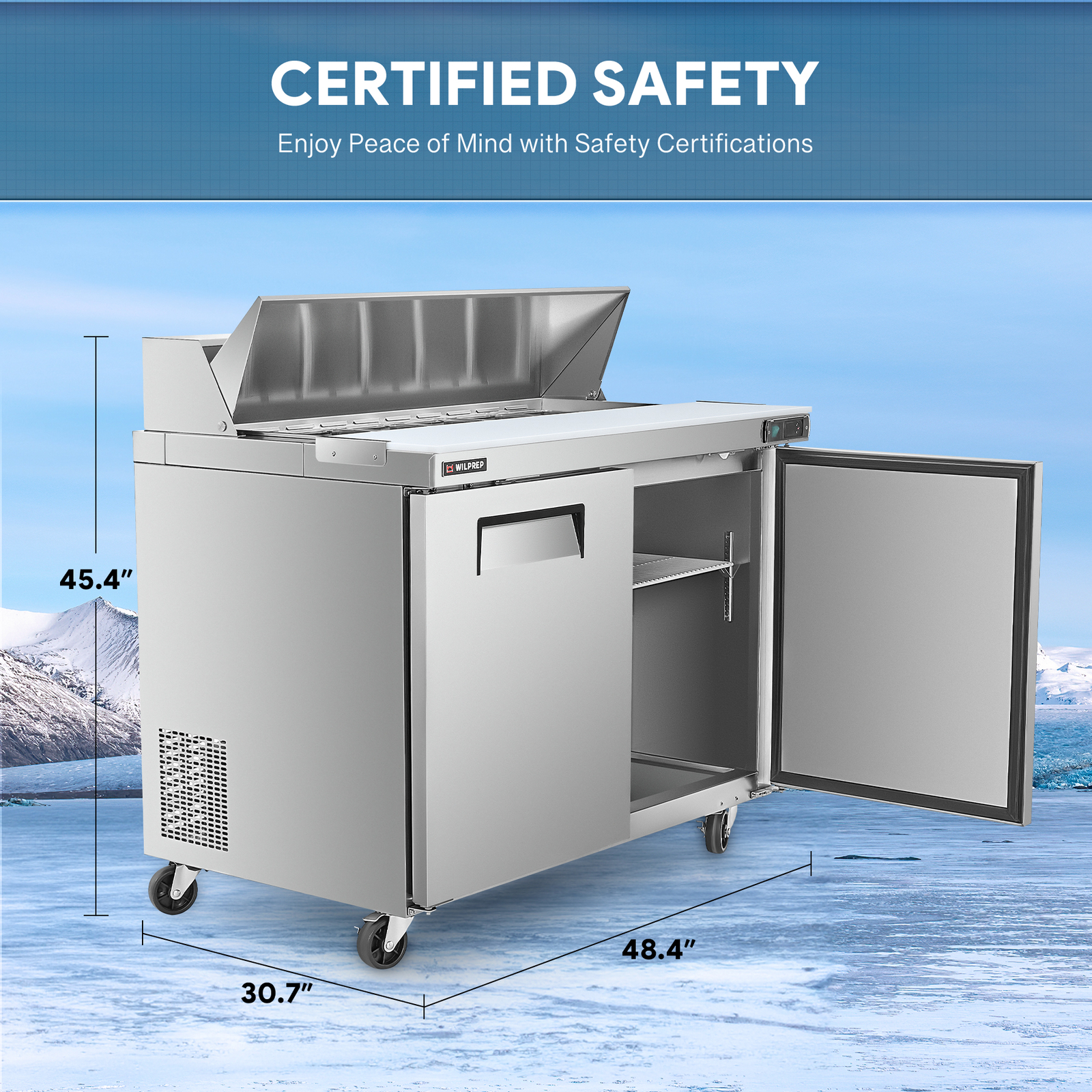 WILPREP 48″ Commercial Refrigerated Salad Sandwich Prep Table 2 Door Cooler ETL