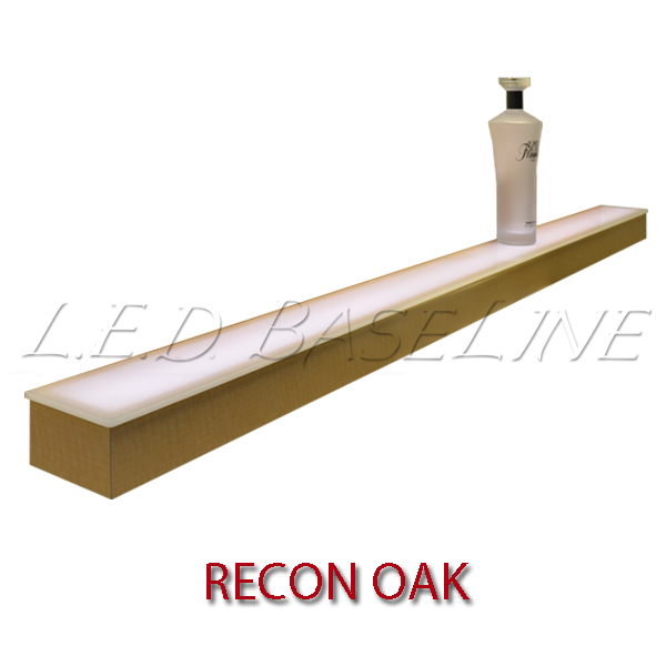96″ 1 Tier LED Lighted Liquor Display Shelf – Oak Finish