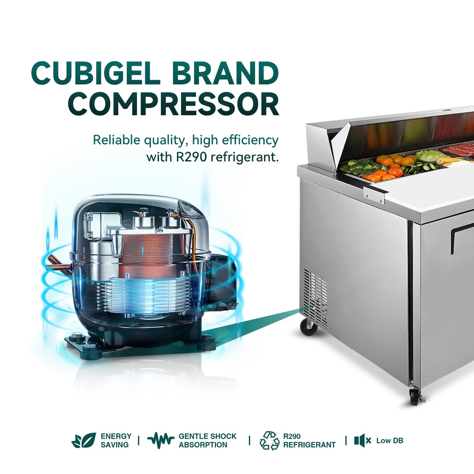72″ Commercial Sandwich Prep Table Refrigerator Digital Control Included