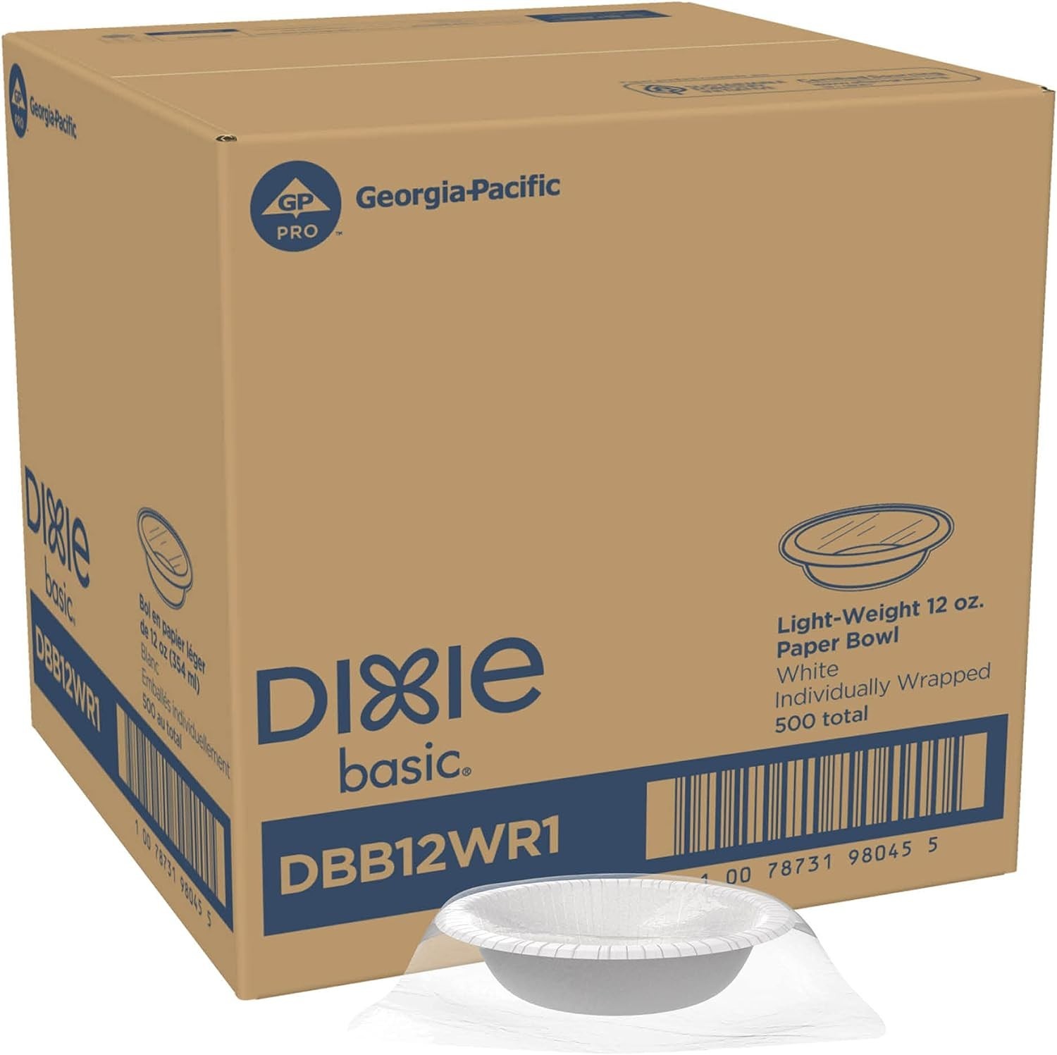 Dixie DBB12WR1 Individually Wrapped 12 oz. Disposable Bowl – White (500/Carton)