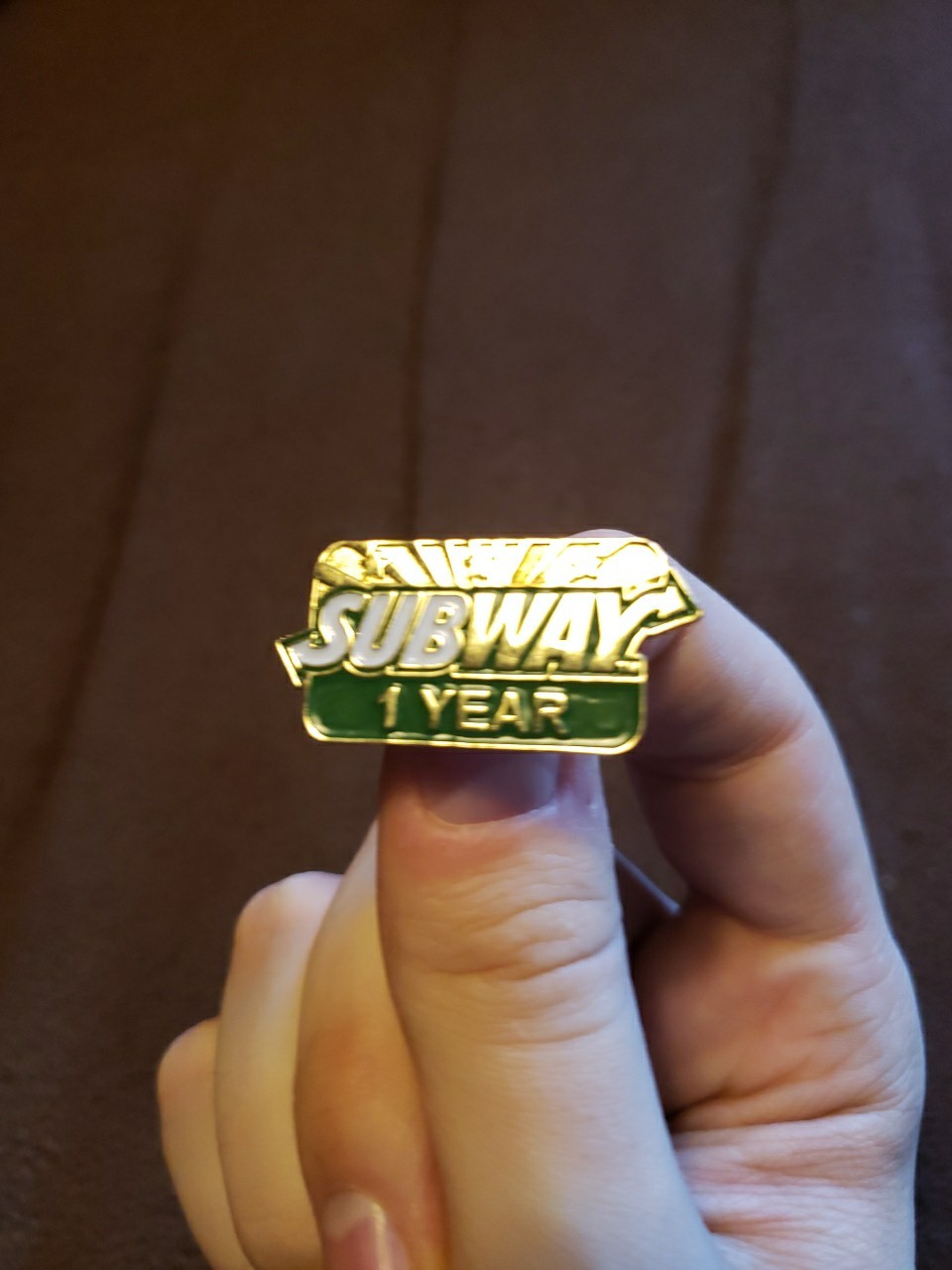 Subway Sandwich Restaurant Employee Service Award Pin 1 Year