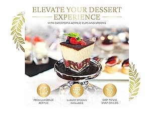 Mini Dessert Cups with Spoons (50 PACK) (Clear Spoons) (No Lids) – 5 oz Parfait