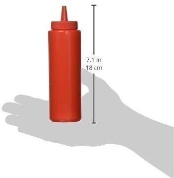 Winco 6-Piece Squeeze Bottle Set, 8-Ounce, Red