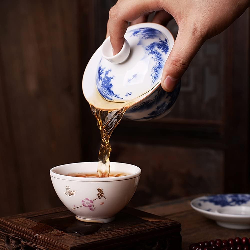 Jingdezhen Chinese Gaiwan Handmade 6.3oz/180ml Mountain Style China Blue and