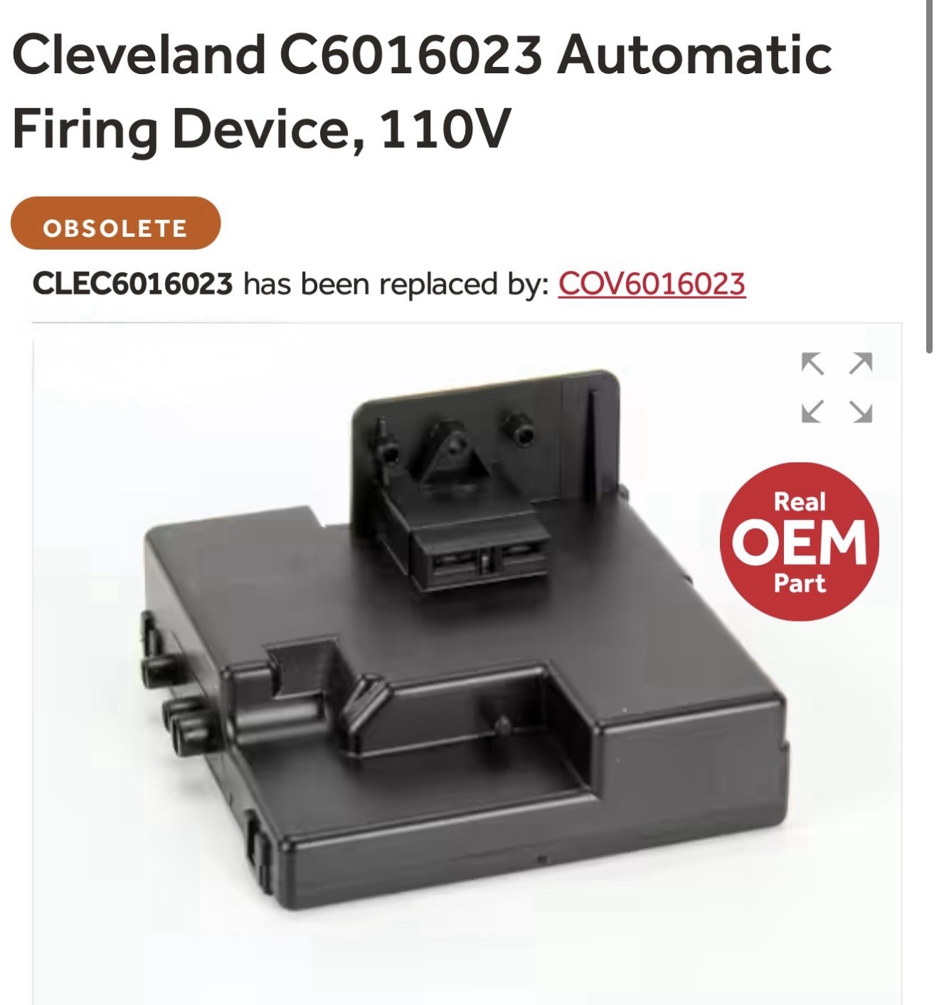 Cleveland C6016023 Automatic Firing Device, 110V. New