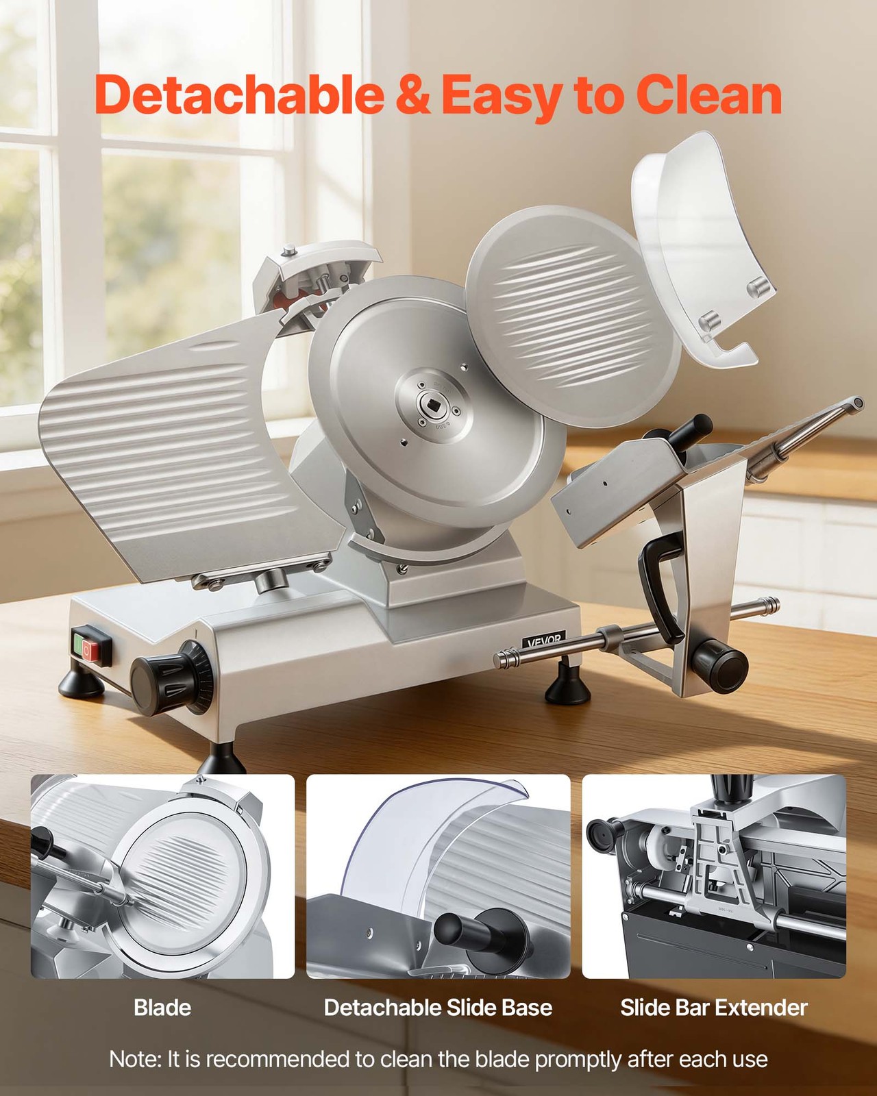 VEVOR Commercial Electric Meat Slicer Deli Food Cutter 12″ Blade 320W 350-400RPM